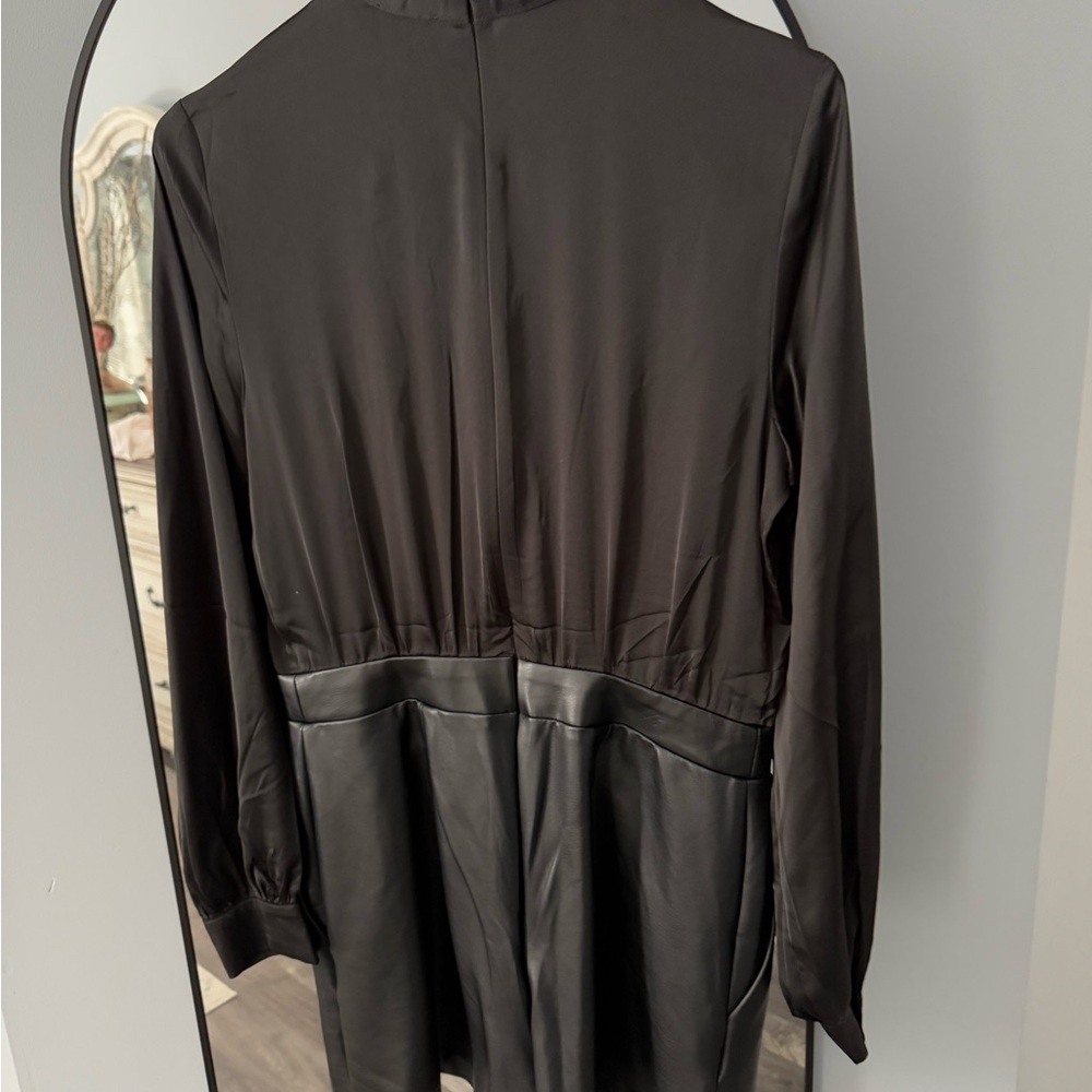 Black romper with Faux leather